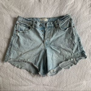 Abercrombie light wash denim shorts high waisted light distressing